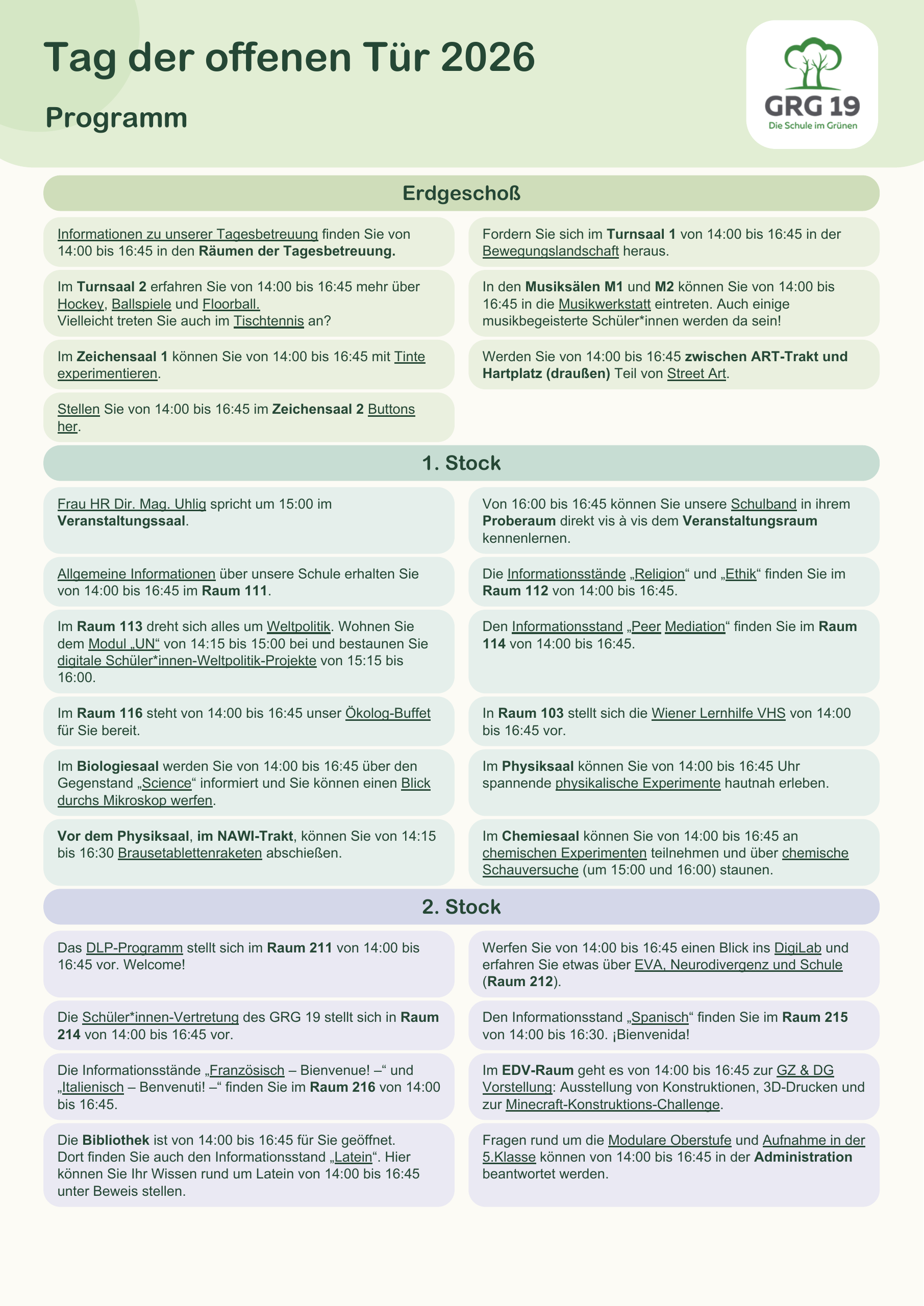 Programm zum Tag der offenen Tür 2026